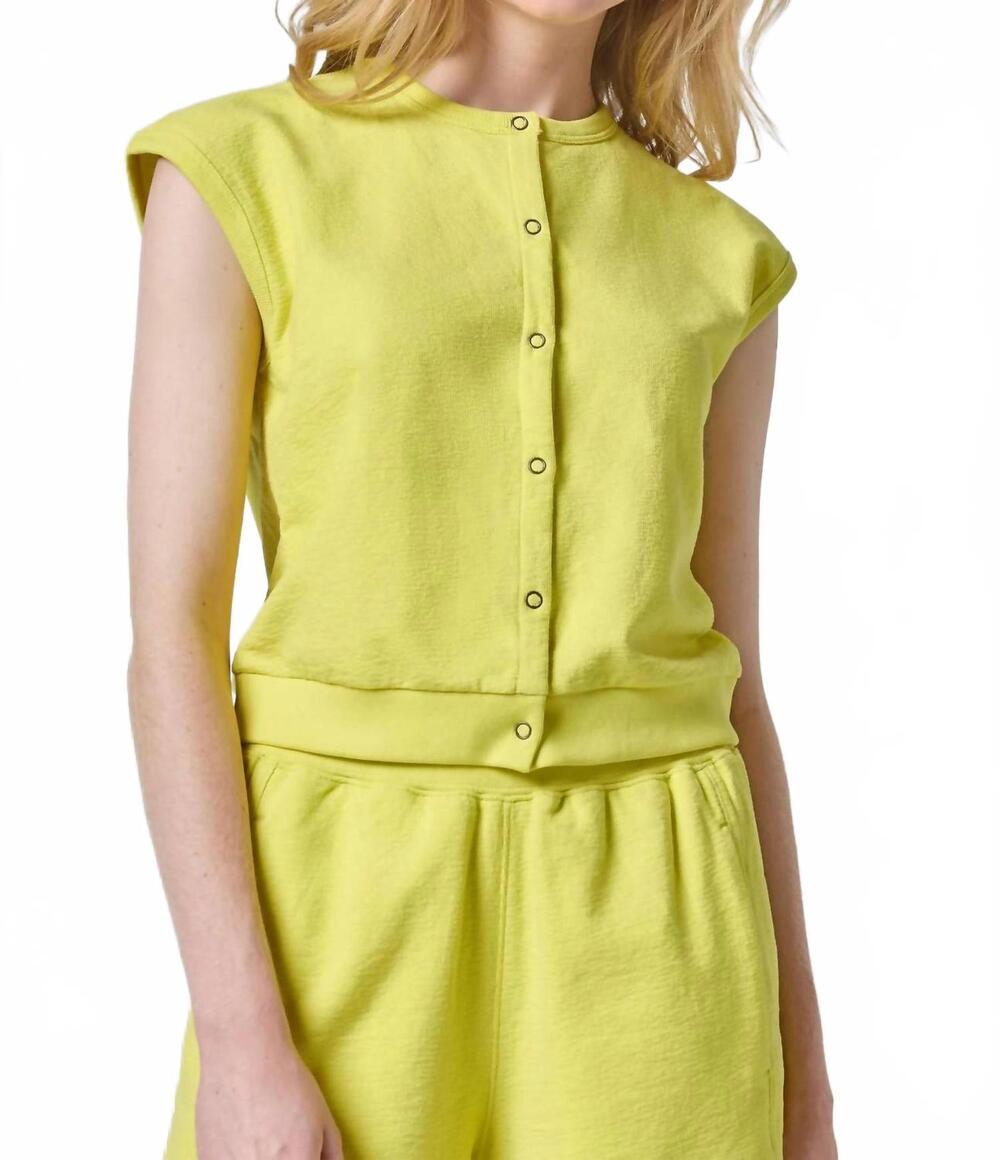NEW LILLA P terry sleeveless cardigan in limeade